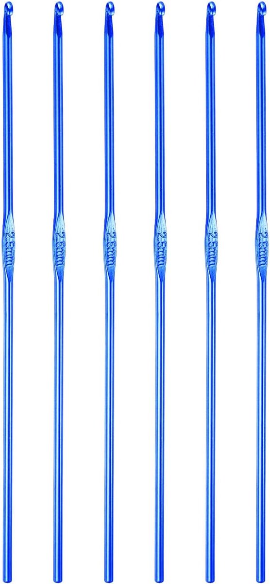 sourcing map 6 stuks haaknaalden aluminium 2,5 mm breinaalden voor doe-het-zelf knutselgaren blauw