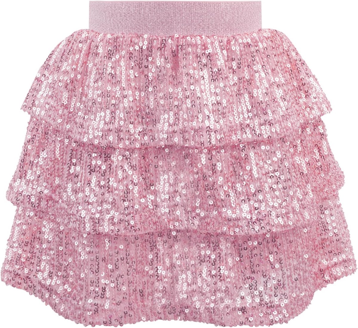 Gelaagde glitterrok met lovertjes voor meisjes - sprankelende ruches elastische taille skater voor kinderen van 5-14 jaar