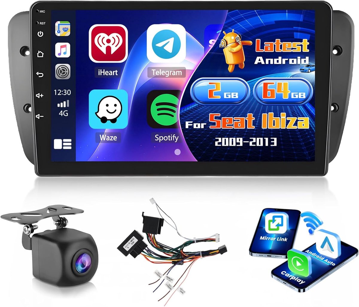Auto-radio 9 inch - 2+64GB Android - Draadloze CarPlay/Android Auto - Bluetooth en GPS navigatie - ShopVlot