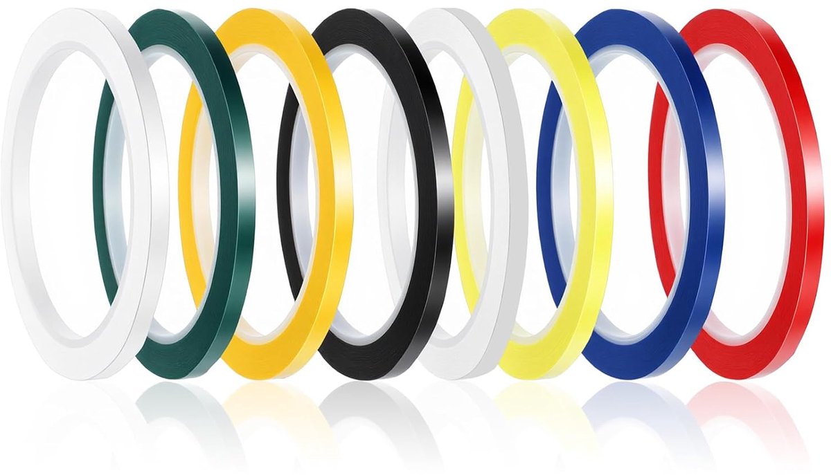 SnelShoppen - 8 Rollen 5mm Whiteboard Plakband, 8 Kleuren Kleurige Kunst Tape voor School, Kantoor, Scrapbooking, Notitieboek, DIY Klussen, Grafische