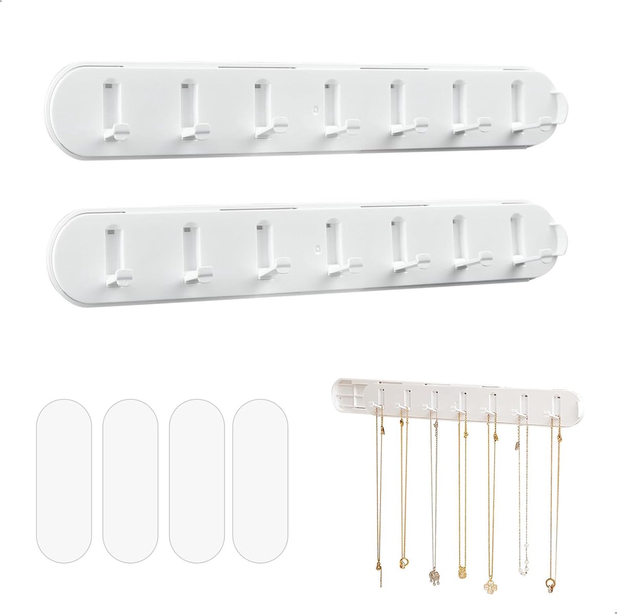 Juwelenhouder wand - uitschuifbaar met 12 haken - ruimtebesparend - eenvoudig te monteren - ShopVlot