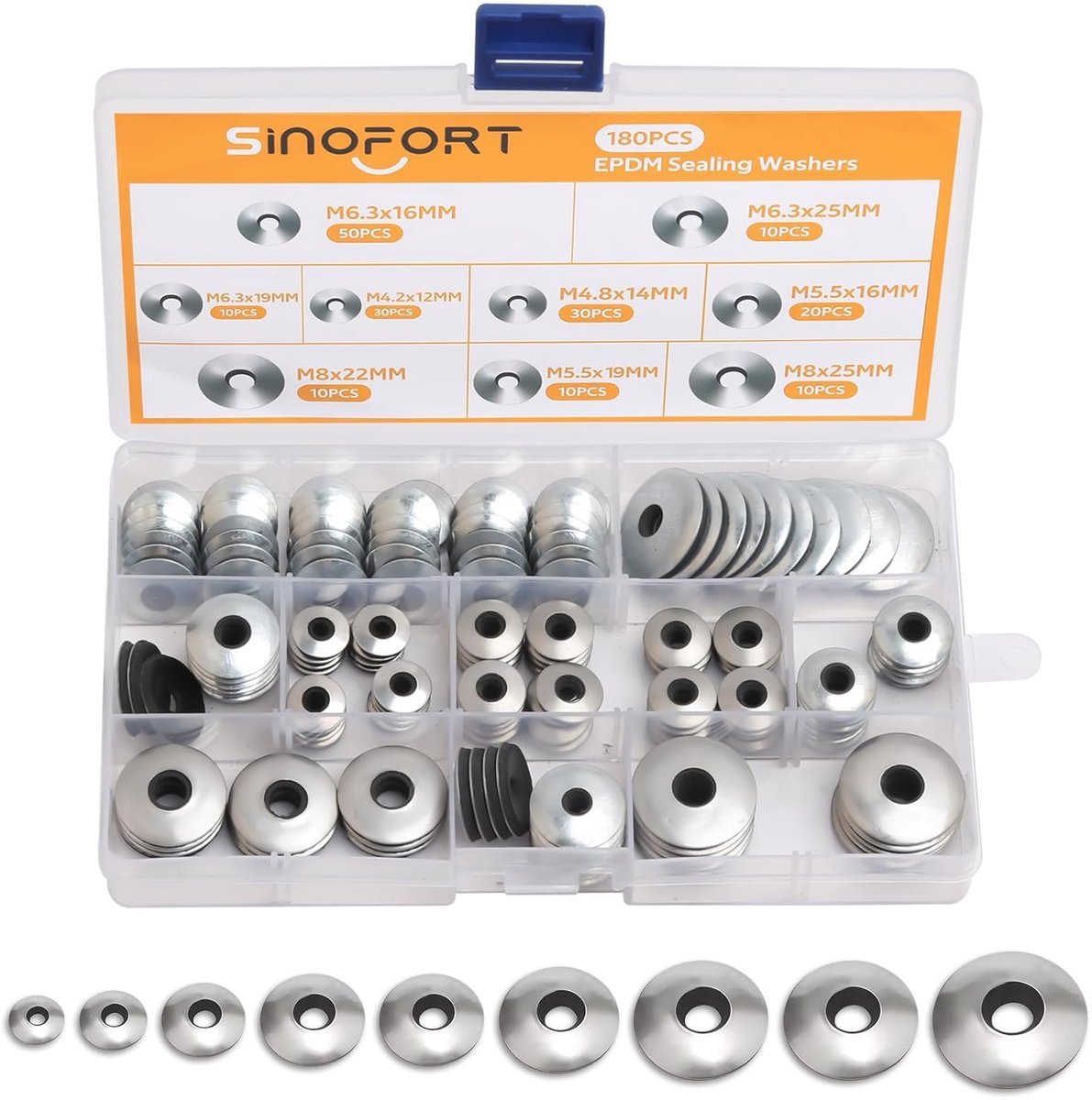EPDM Sealing Rings 180Pcs - 304 RVS Neopreen Rubber - Voor Machines, Schepen, Daken - ShopVlot