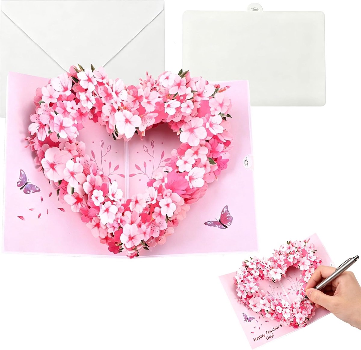 Verjaardagskaarten voor vrouwen - Sakura Heart pop-up kaart - Uniek ontwerp - Perfect voor verjaardagen - ShopVlot