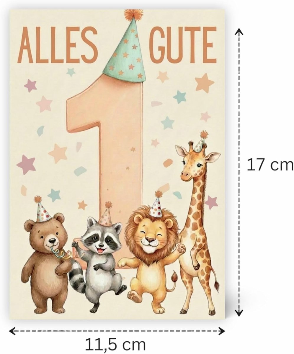 Verjaardagskaart 1 jaar - met envelop - voor jongens en meisjes - blijvende herinnering - ShopVlot
