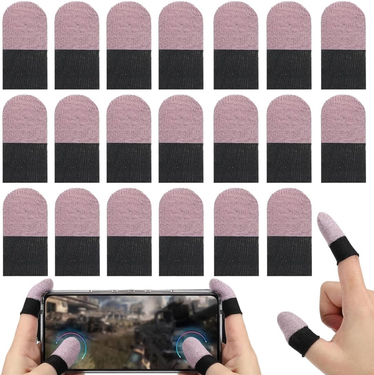 Vingersleeves 20 stuks - 0,3 mm ademend - zwart-roze - verbeterde touchgevoeligheid - ShopVlot