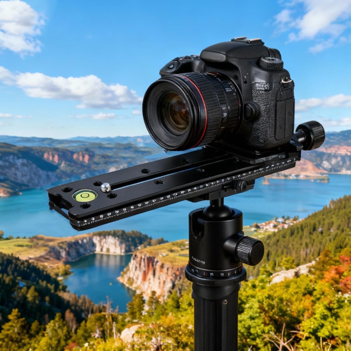 Rail nodal slider 200mm - metalen snelkoppelingsklem - met waterpas - stabiliteit voor DSLR-camera - ShopVlot