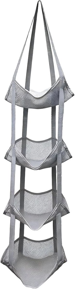 Opbergnet Knuffels - Speelgoed Organizer - Ruimte Besparen - 4-Lagen Mesh - 110 cm Lengte - Wit