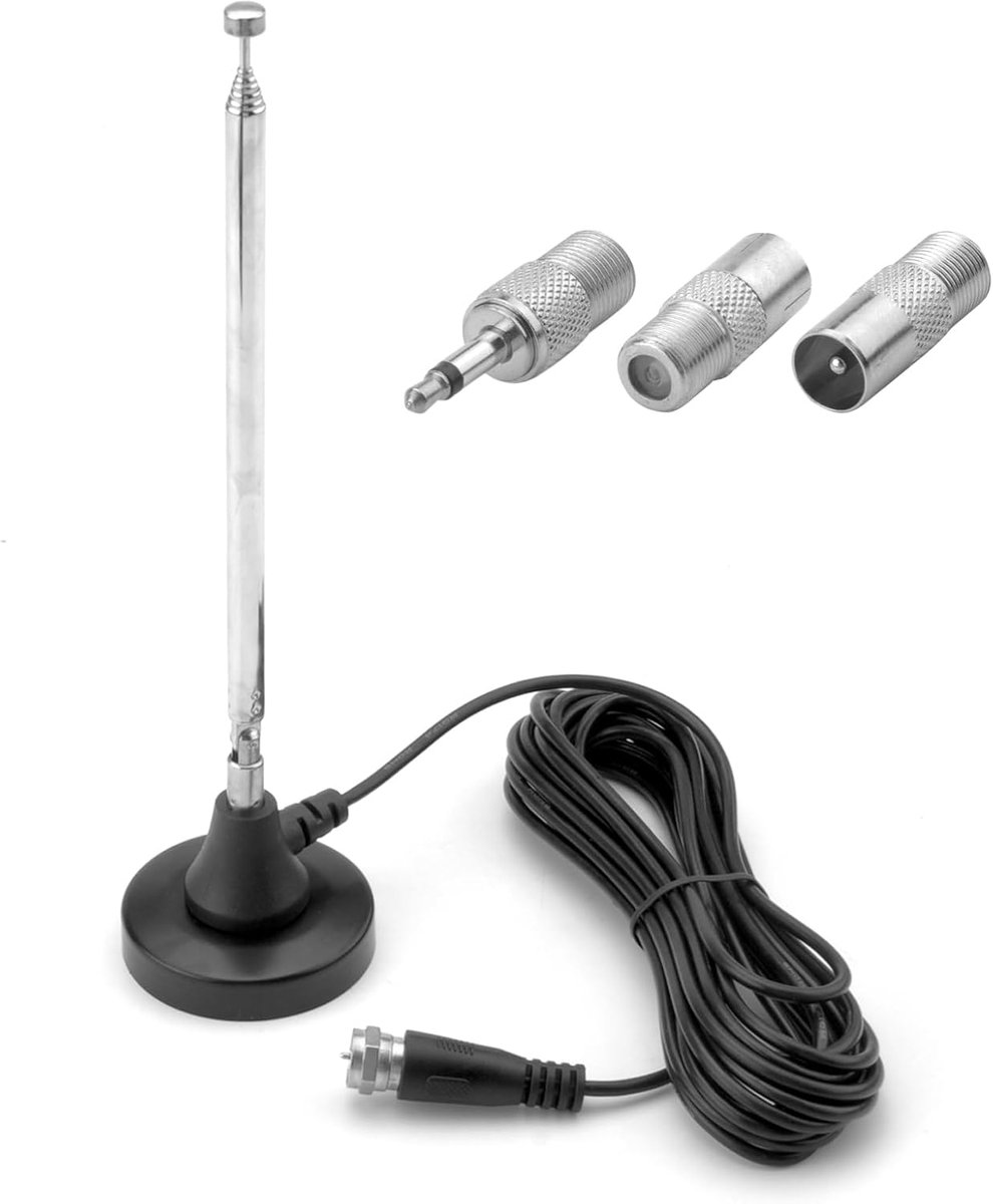 DAB FM en Digitale Telescopische Antenne - 3 m Verlengkabel - Magnetisch - Ideaal voor Hi-Fi Ontvangst - ShopVlot