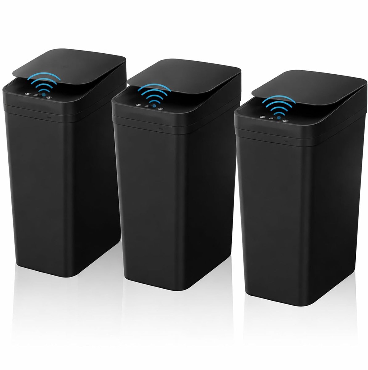 Vuilnisemmer 10 l - Zwart met deksel - Contactloze sensor - Ideaal voor badkamer - ShopVlot