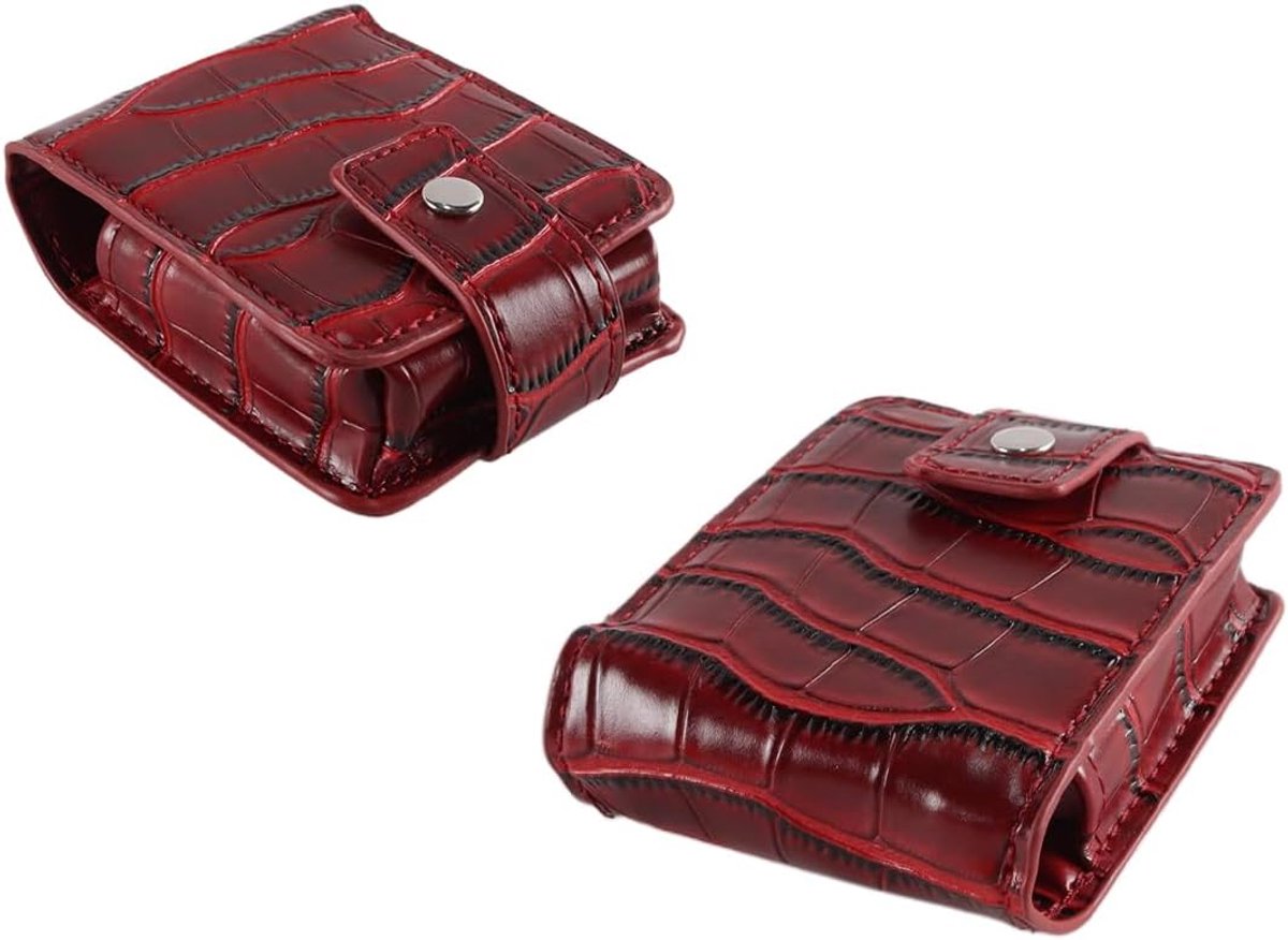 Make-up tas met spiegel - waterdicht - rood leer - ideaal voor onderweg - ShopVlot