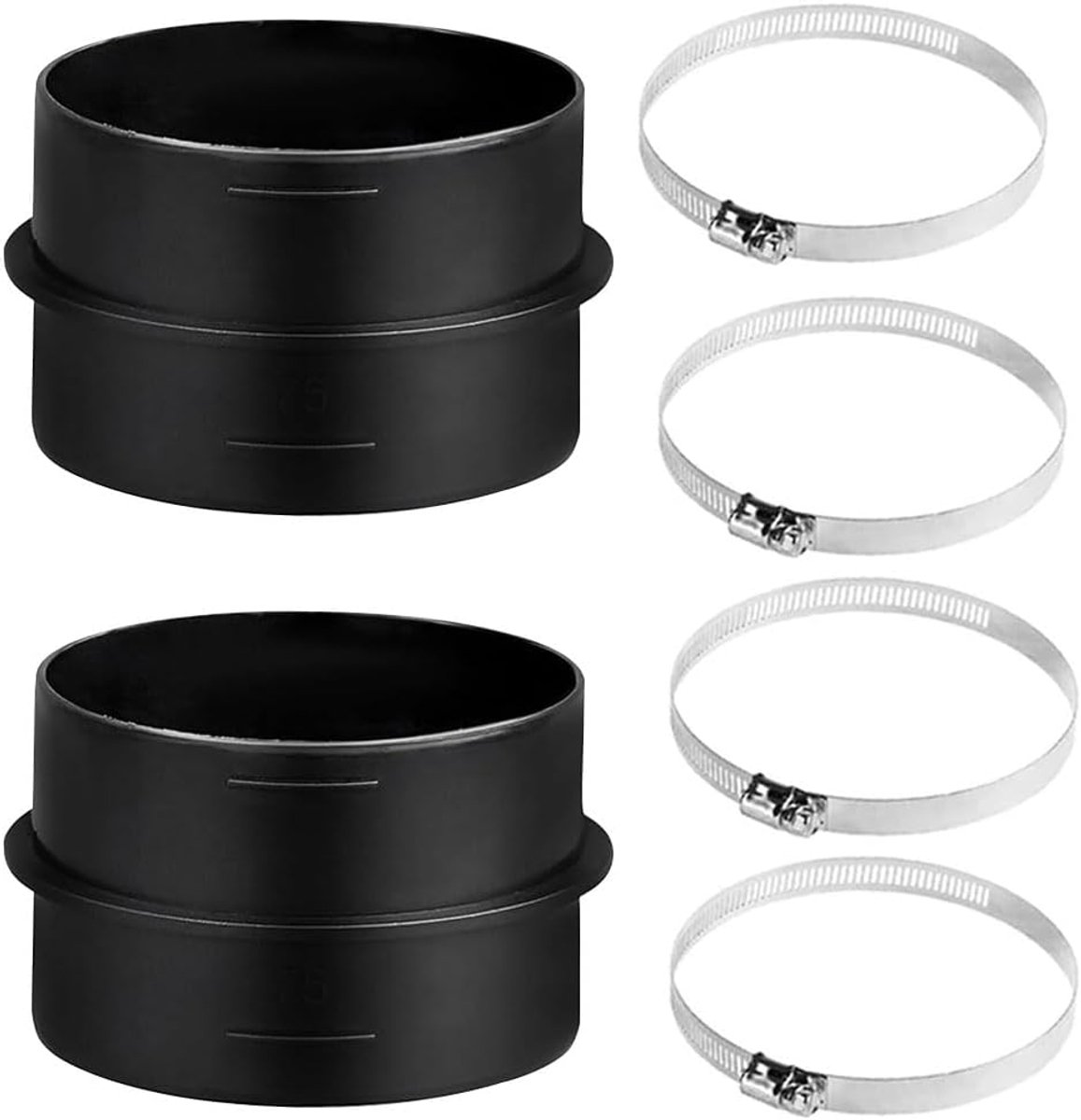 Ventilatiebuis connector 75mm - 2 stuks met roestvrijstalen slangklemmen - ideaal voor verwarming - ShopVlot