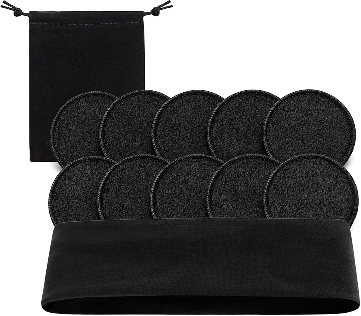 Herbruikbare make-up pads set van 10 - bamboevezel - incl. waszak en hoofdband - voor een duurzame huidverzorging - ShopVlot