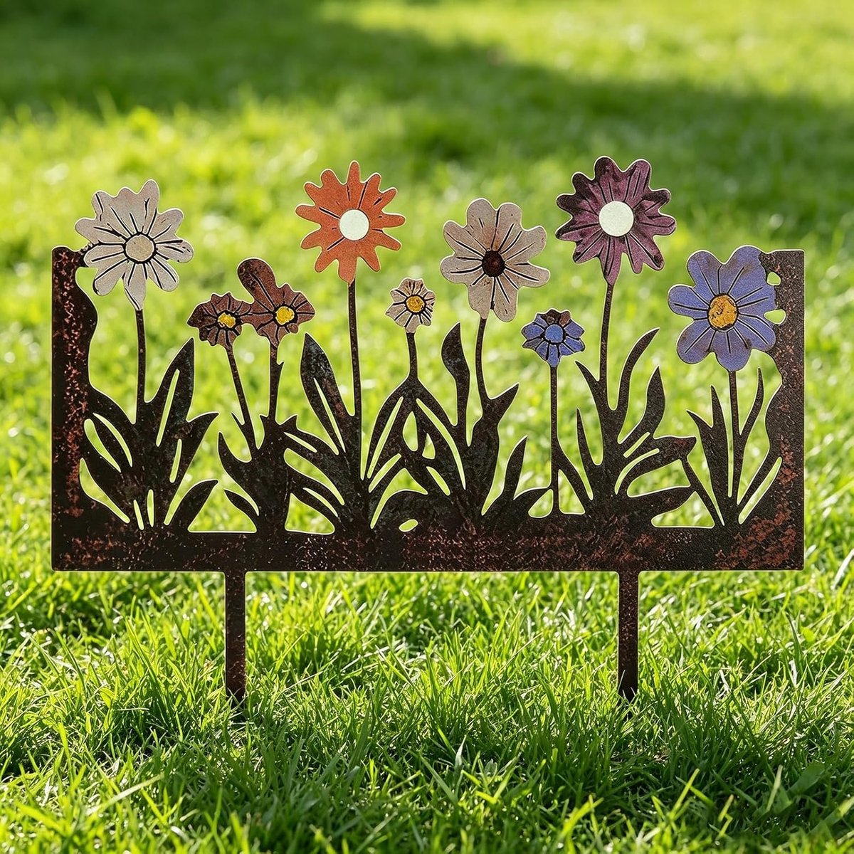 Tuindecoratie roestkleurig - metalen tuinsteker - vintage stijl - voor tuin en balkon - ShopVlot