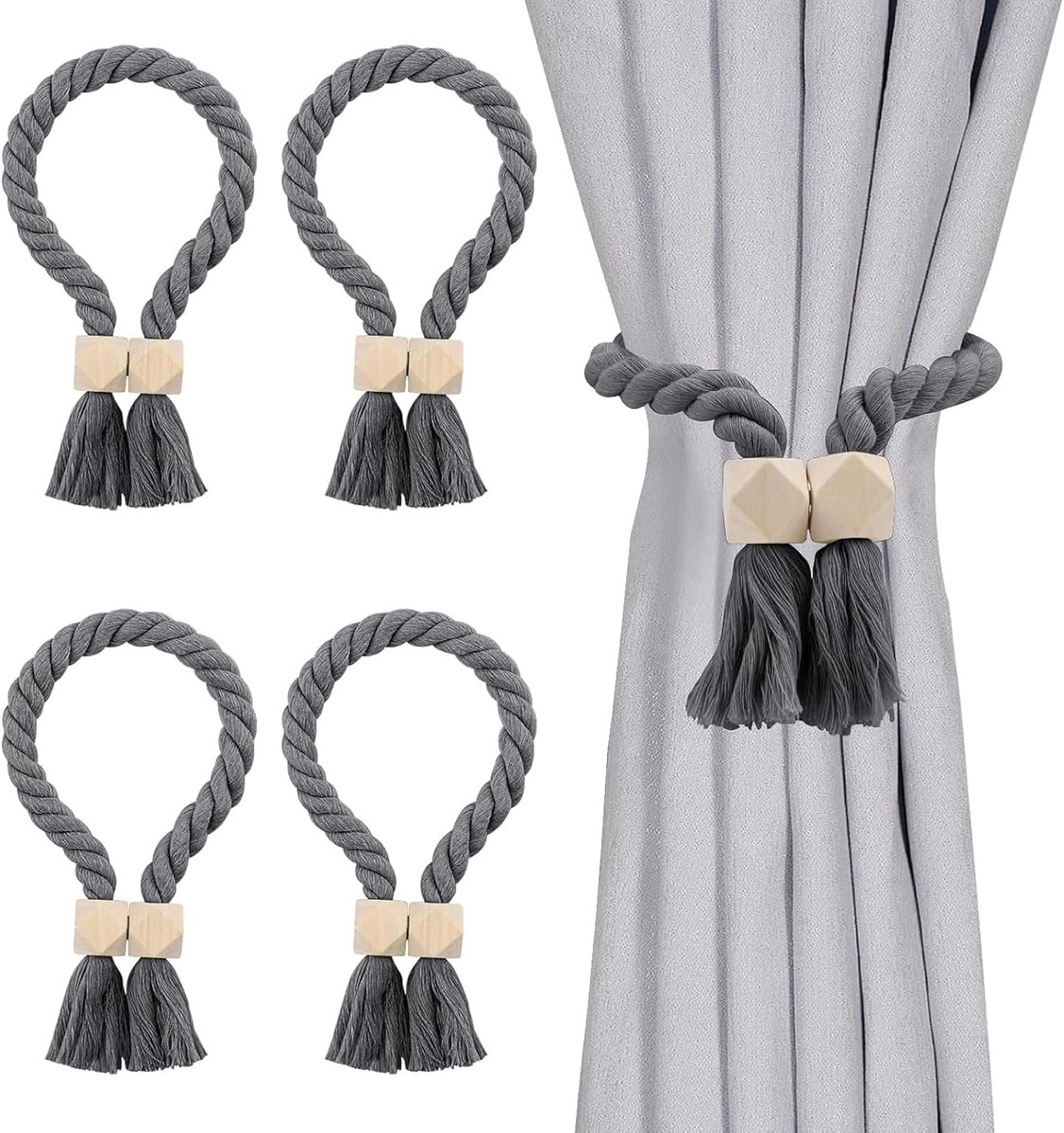 Gordijnhouders 4 Stuks - Retro Handgemaakt - Sterke Magnetische Kracht - Perfect voor Woonkamer of Slaapkamer - ShopVlot