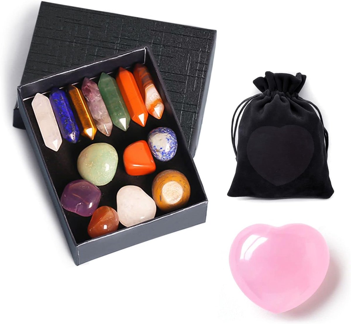 Healing crystals set 15pcs - natuurlijke edelstenen - voor meditatie en chakra healing - ShopVlot