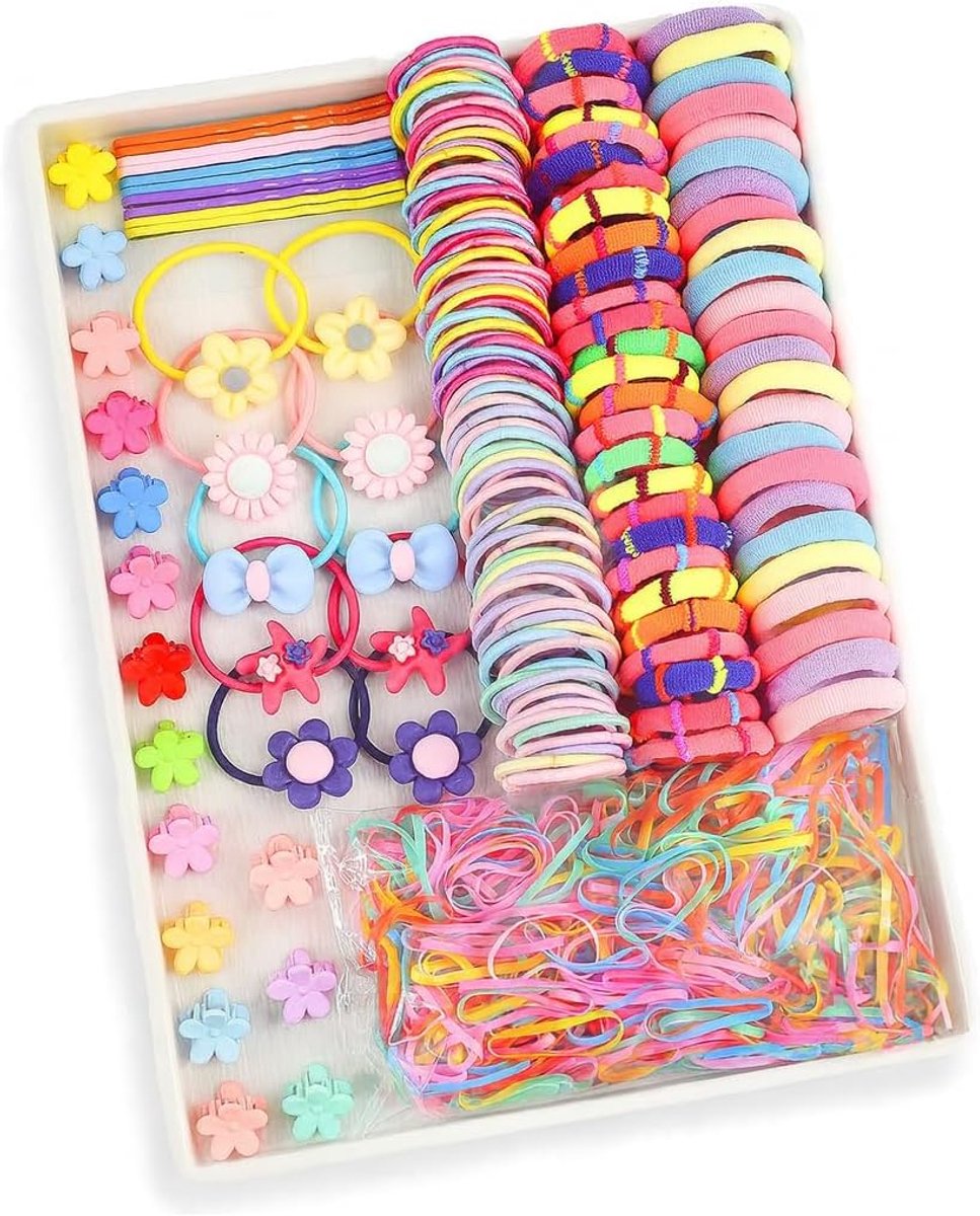 haarelastiekjes 1110 stuks - kleurrijk - haaraccessoires voor meisjes - zonder beschadigingen - ShopVlot