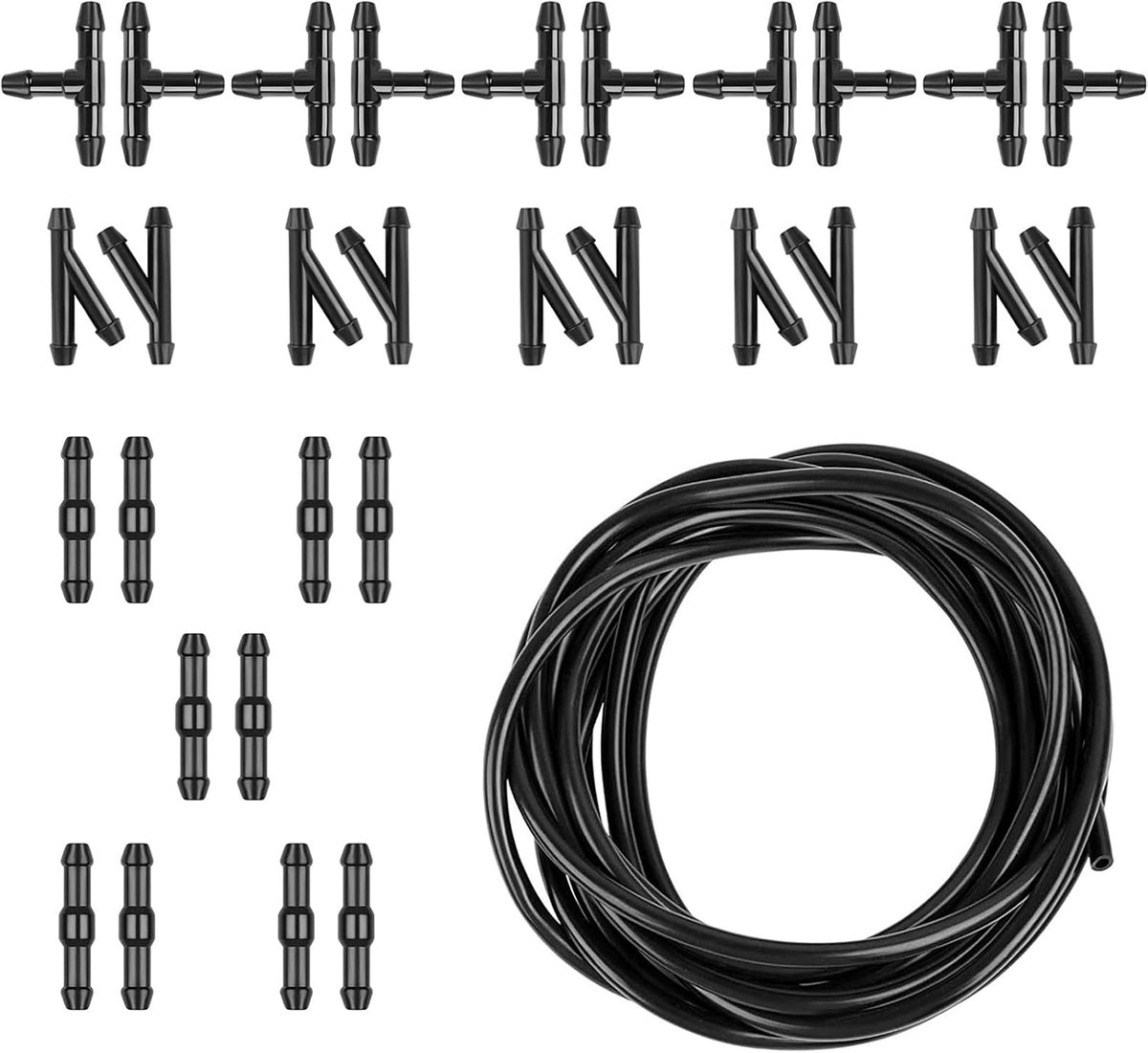 Ruitensproeierslang 5 m - Reparatieset met 30 slangconnectoren - Universeel en elastisch - ShopVlot