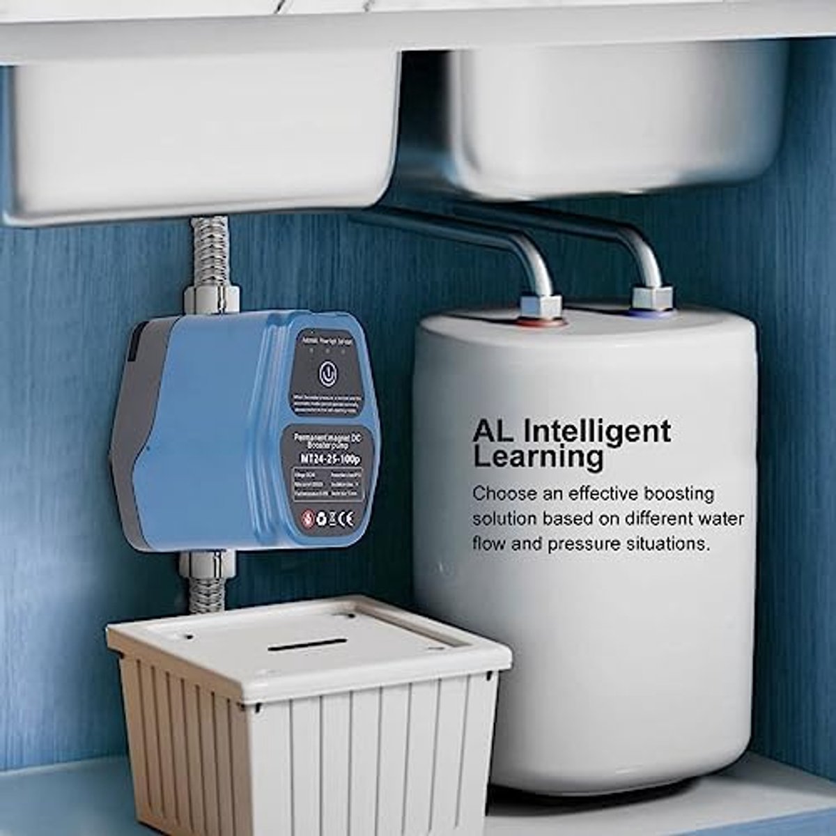 Waterdrukversterker 100W 24V - Automatische douchepomp - Stille werking - Ideaal voor huishoudelijk gebruik - ShopVlot