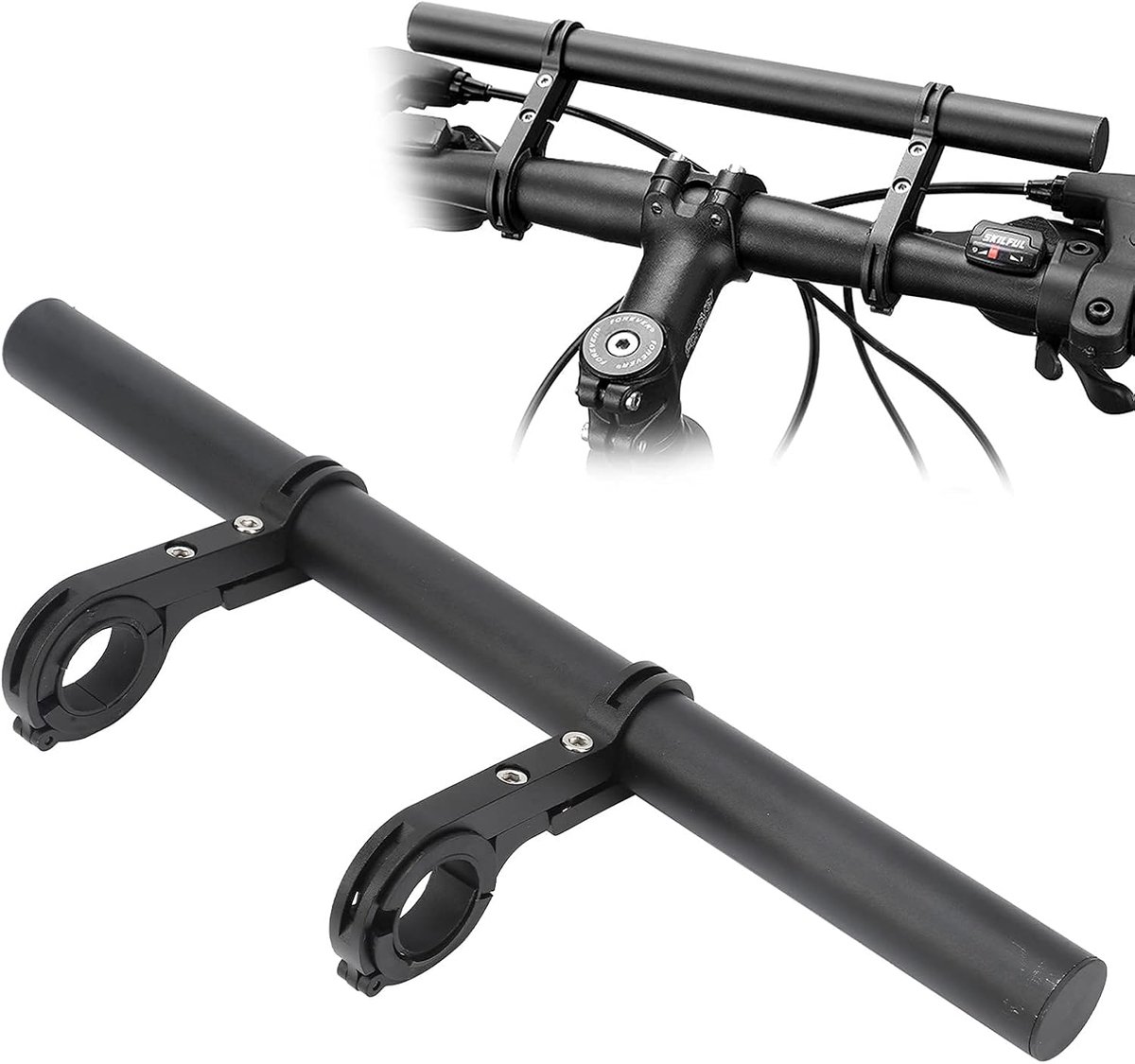 SnelShoppen - Fiets Stuur Extender 30 cm, Aluminium Legering, Dubbele Stuuruitbreiding, Geschikt voor Snelheidsmeter, Zaklamp, GPS, 22.2-31.8 mm