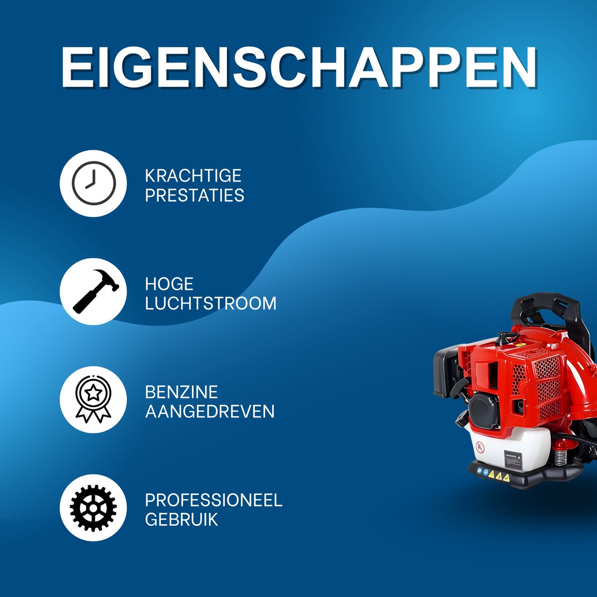 Rugzak Bladblazer 52CC 2-Takt 2,2 PK - 780 CFM 270 MPH - Benzine - Rood