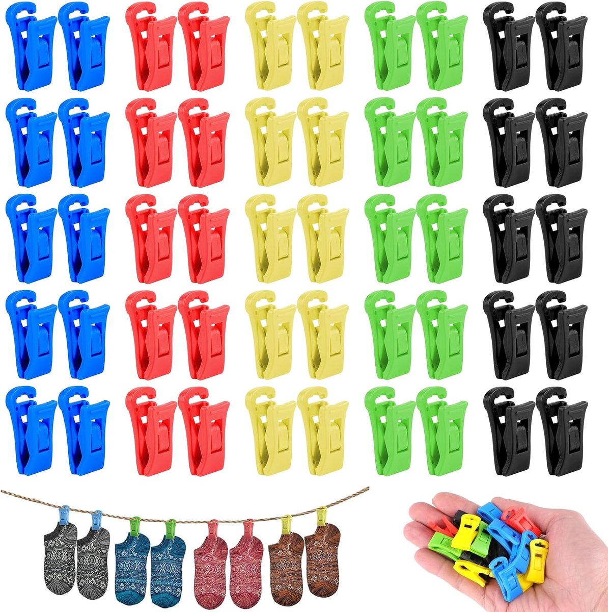 Sokkenklemmen 100 stuks - kunststof - antislip sokkenclip - organiseren en bewaren - ShopVlot