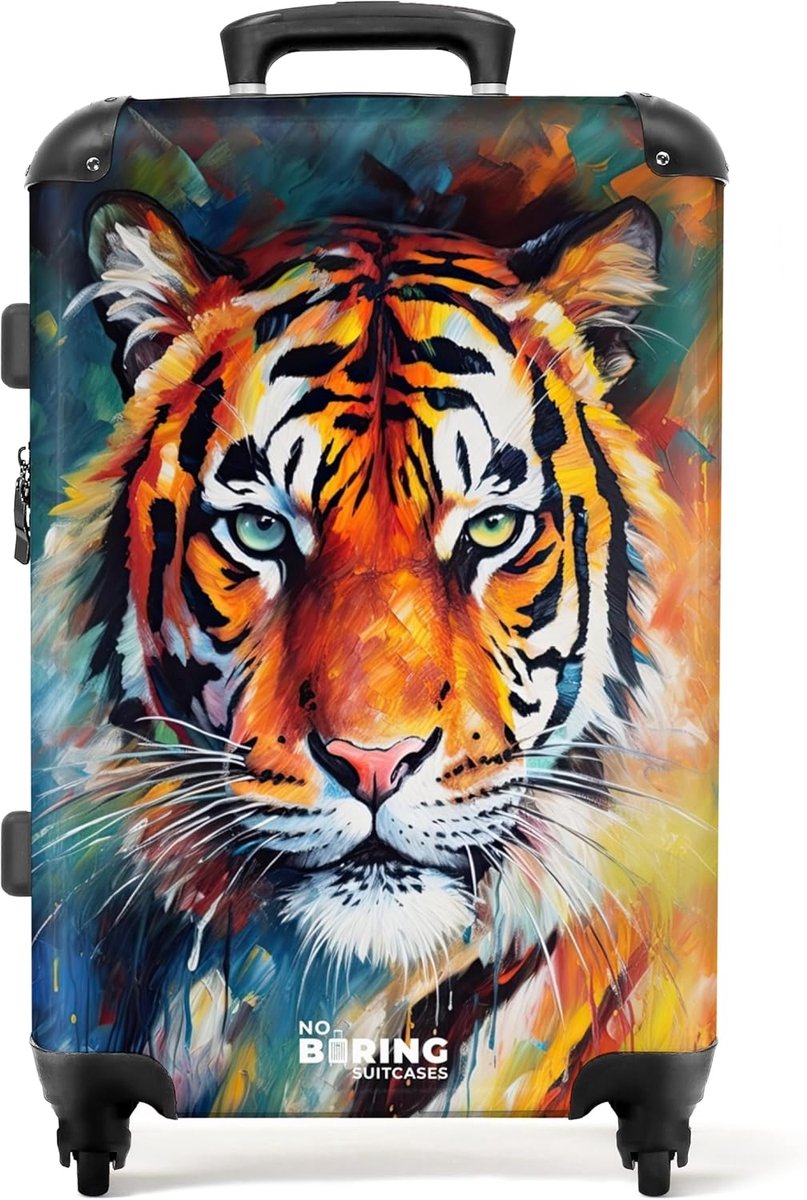 Reiskoffer 67 cm - Olieverfschilderij Tijger - TSA slot - Ideaal voor luchtvaart - ShopVlot