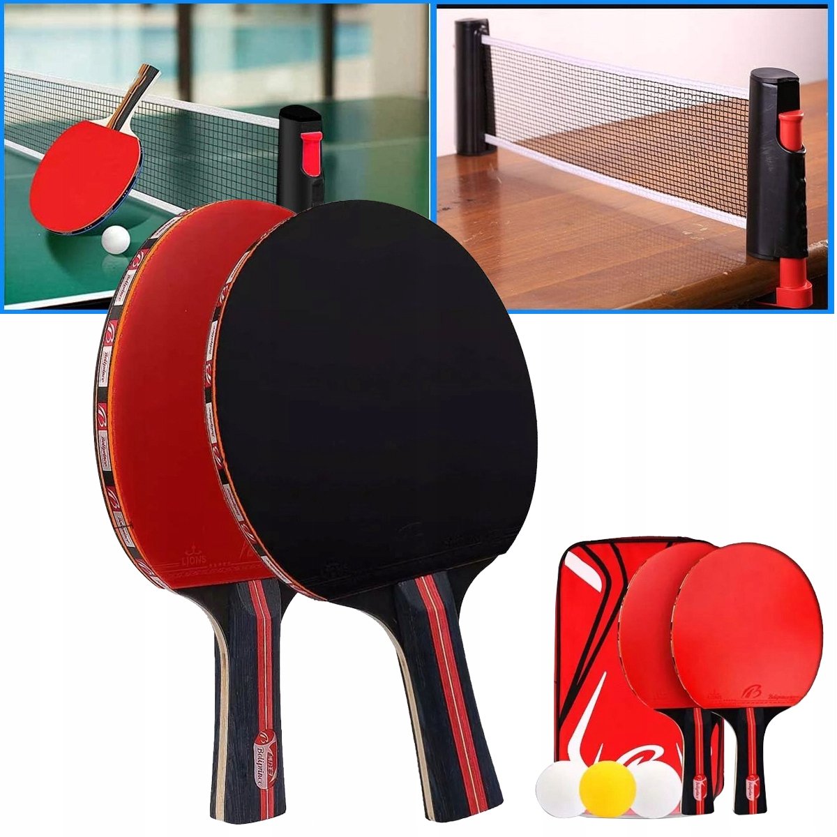Professionele Tafeltennis Rackets Set met 3 Ballen en Hoes