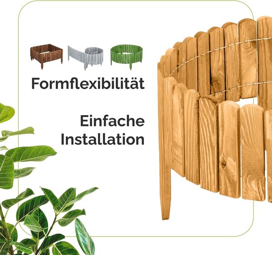 Rollzaun 200 cm - Flexibele houten beeteinfassung - Weerbestendig en pestresistent - Creëer unieke vormen in uw tuin - ShopVlot — afbeelding 2