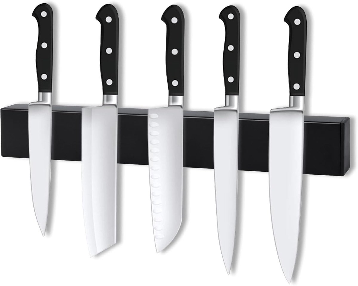 Magnetische messenhouder 30 cm - RVS zwart - Geen boren vereist - Ruimtebesparend in de keuken - ShopVlot