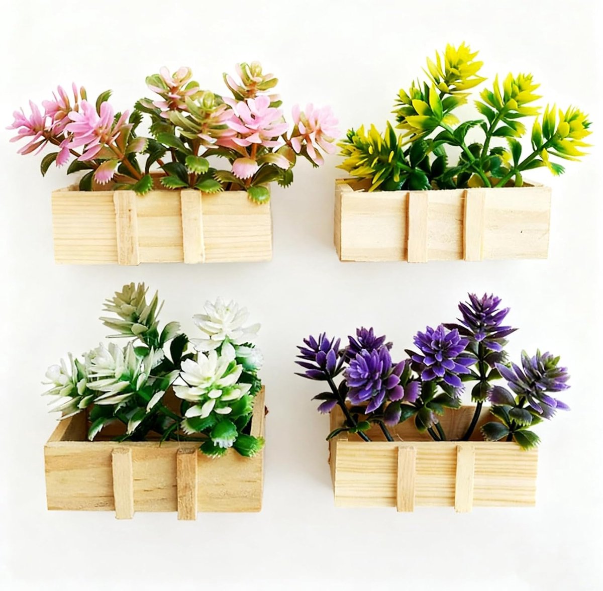 Magneten voor koelkast - 4 stuks - handgemaakte orchidee in houten pot - creatief en decoratief voor keuken - ShopVlot