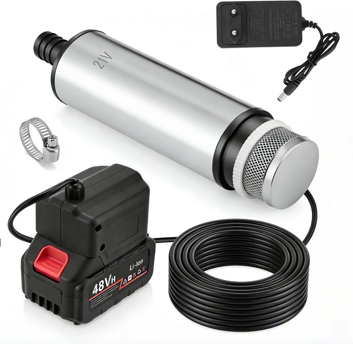 Mobiele waterpomp 2-in-1 - 18 V lithium dompelpomp - 30 L/min - ideaal voor tuin en kelder - ShopVlot