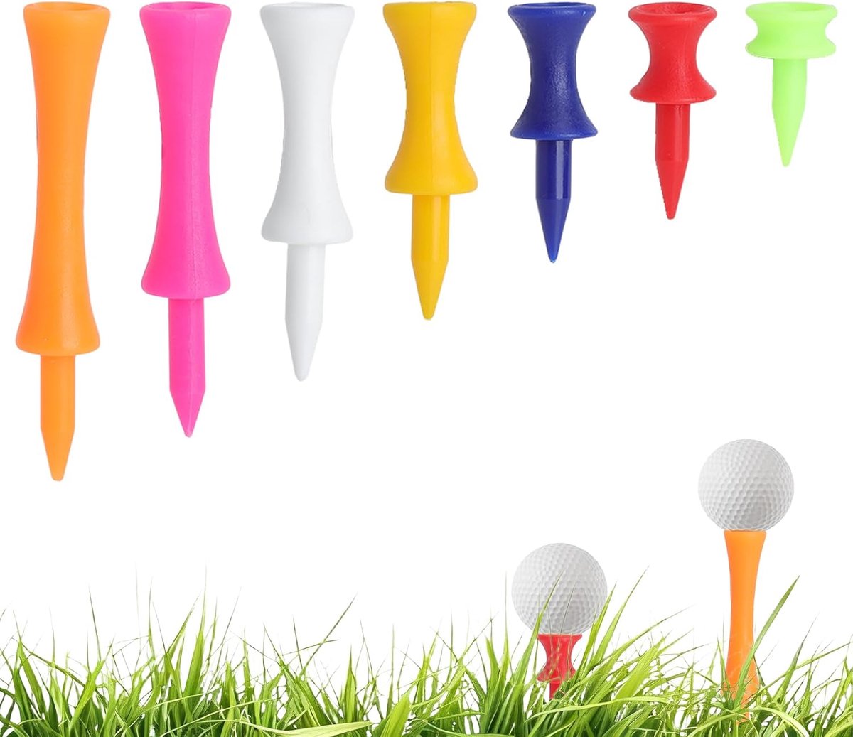 Golf tees 105 stuks - herbruikbaar kunststof - winterbestendig - ideaal voor stabiele balhoogte - ShopVlot
