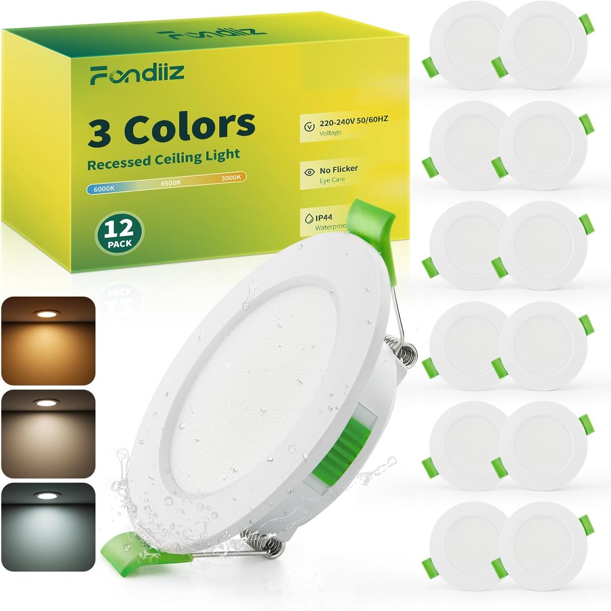 LED Spotlights 12x 230V 3.5W - Ultra dun 55-68 mm - Warm, neutraal en koud wit - Eenvoudige installatie - ShopVlot
