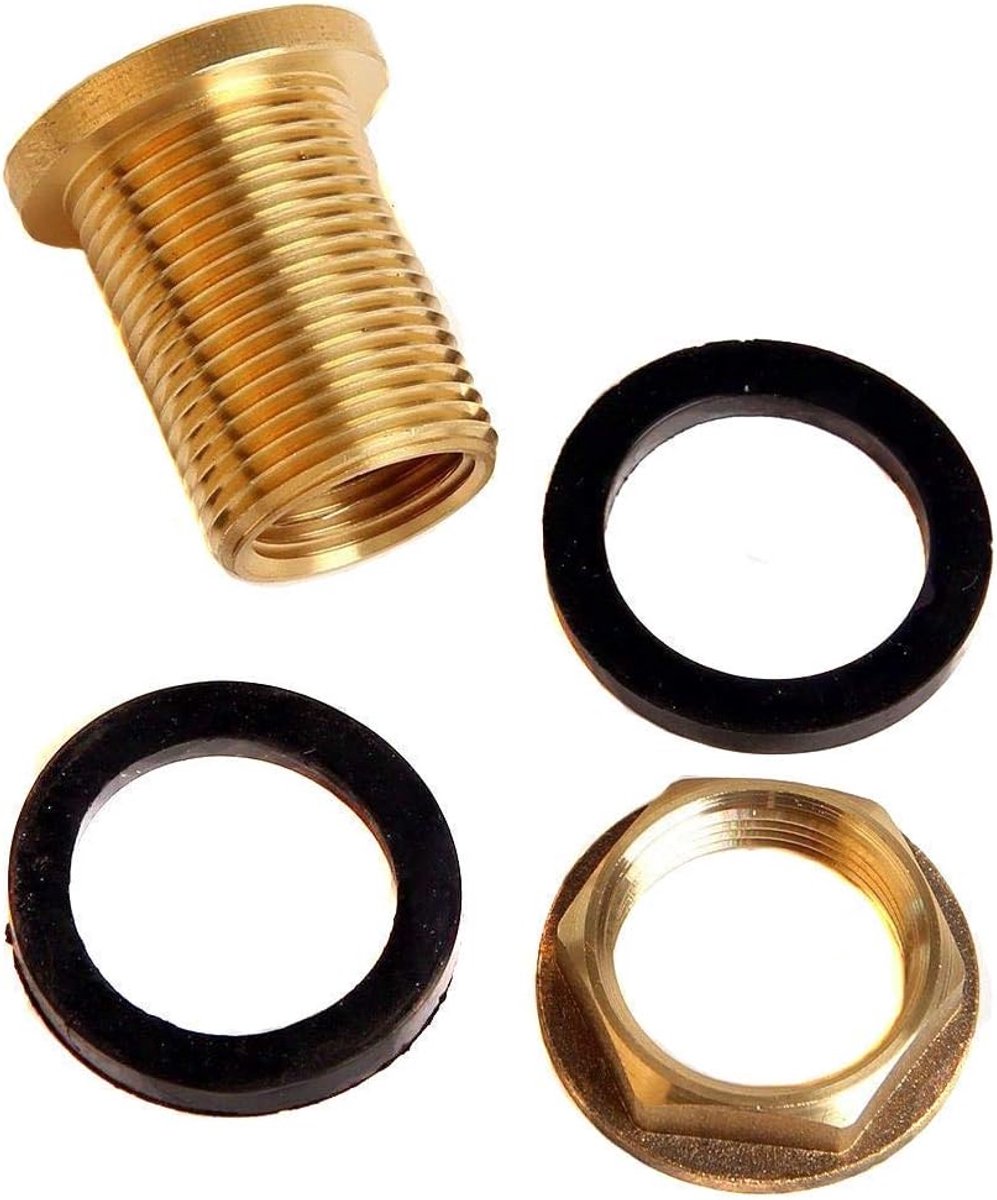 Regenton aansluiting 1/2 inch - 2-delig met afdichtingen - Geschikt voor 30 mm wanddikte - Ideaal voor biertap - ShopVlot
