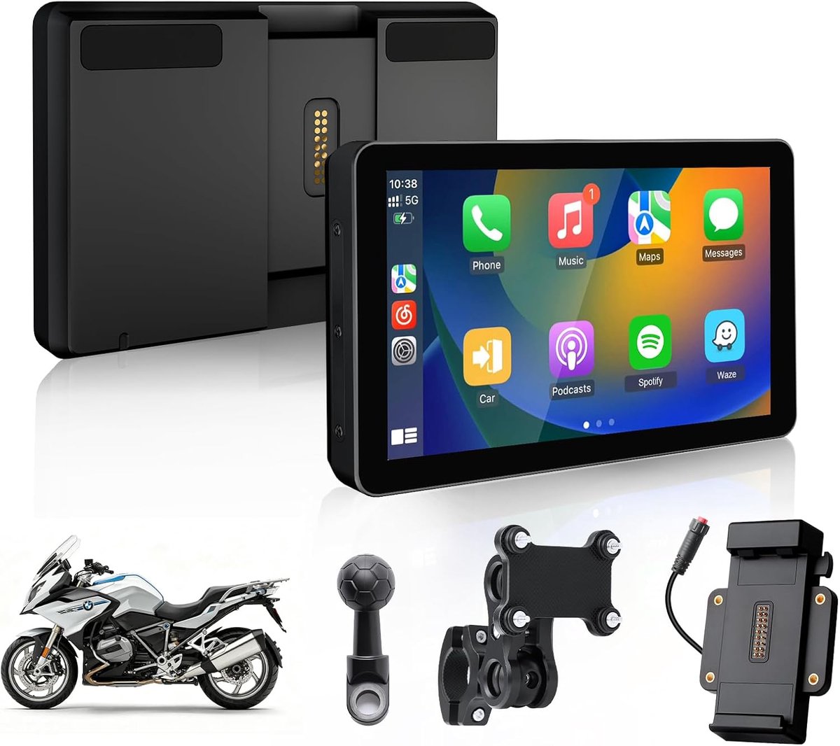 Motorfiets GPS Carplay Display 5 inch - Draadloos, Waterproof - Navigatie met Siri & Google Spraakcontrole - SnelShoppen