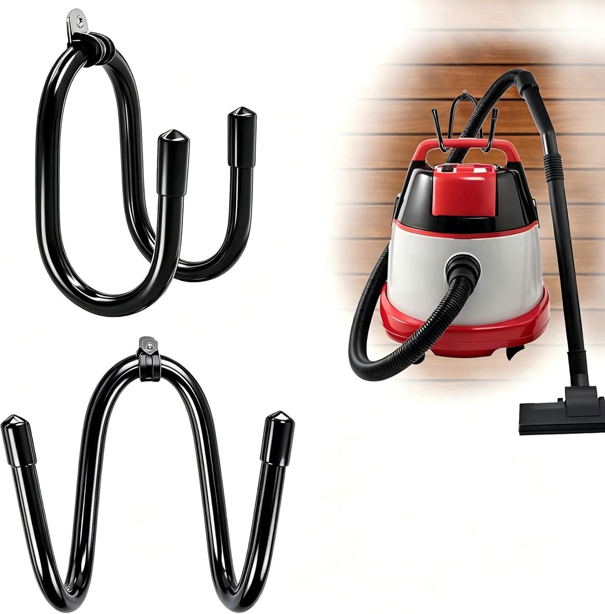Vacuumslang houder - wandbevestigd - set van 2 - geschikt voor stofzuiger en accessoires - SnelShoppen