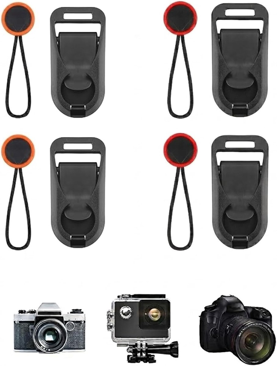 Cameragandapters met snelsluiting - 4 stuks - oranje en rood - maximale veiligheid en gemak - SnelShoppen