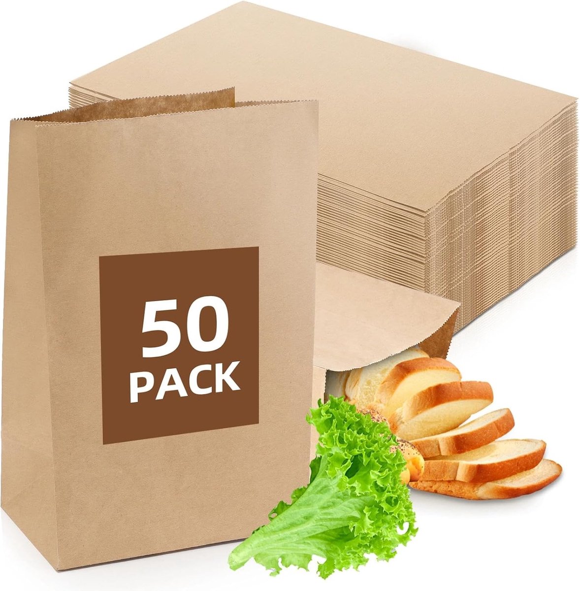 Kraftpapier zakken 30 x 20 x 12,5 cm - 50 stuks - stevig materiaal - ideaal voor cadeauverpakking - SnelShoppen