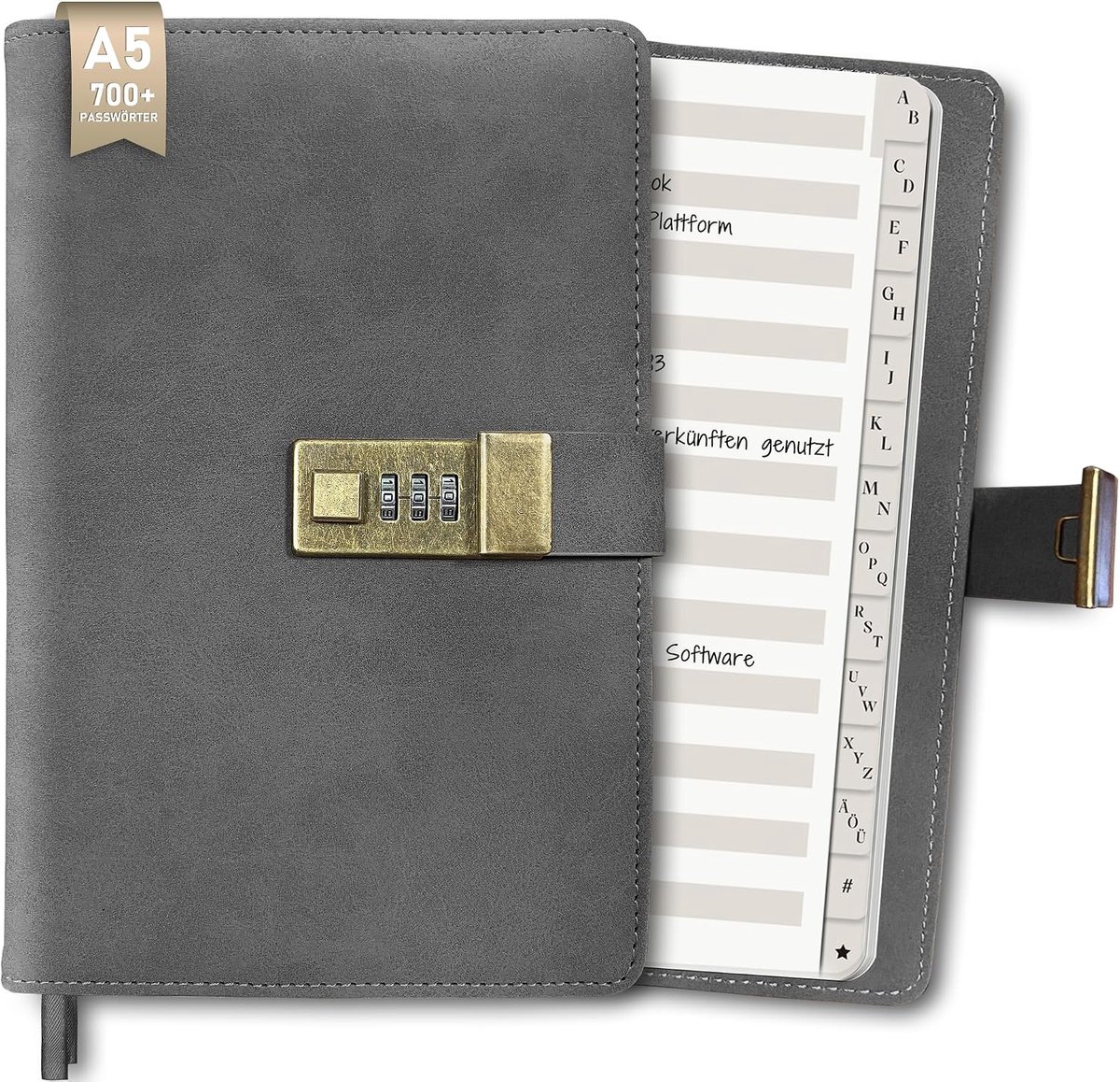 Notitieboek donkergrijs met slot - A5 formaat - stevig papier - veilig opschrijven - SnelShoppen