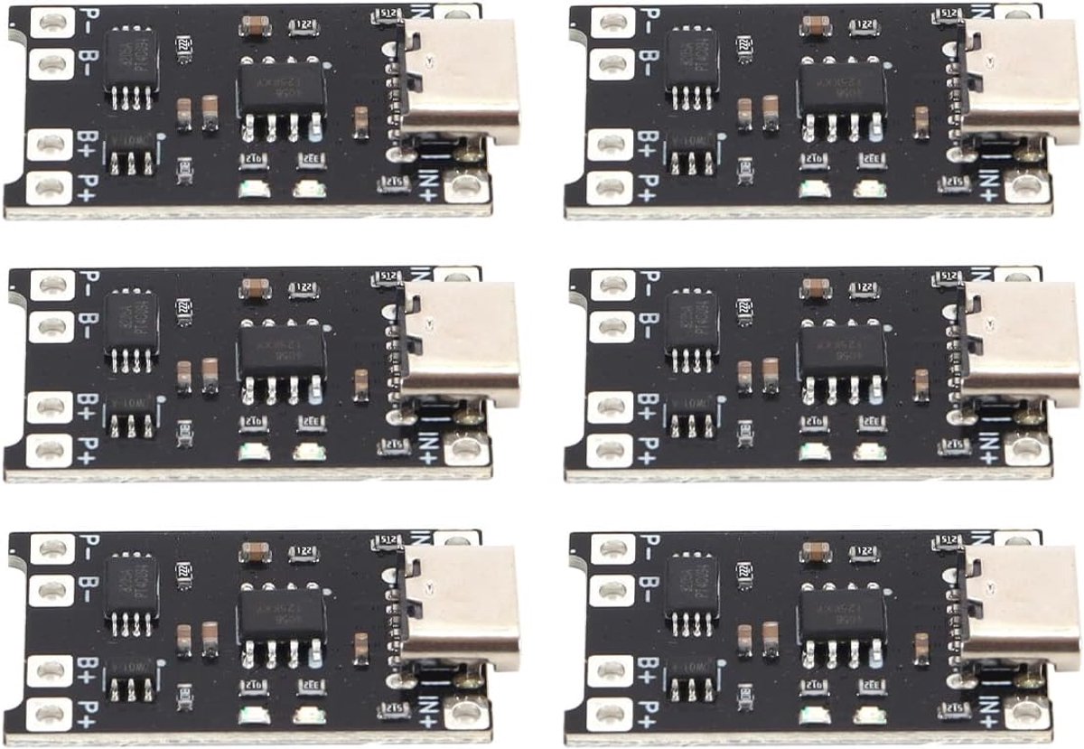 Li-ion batterij oplaadmodule 6pcs - Type-C TC4056 - Dual protection - Sneller opladen - SnelShoppen