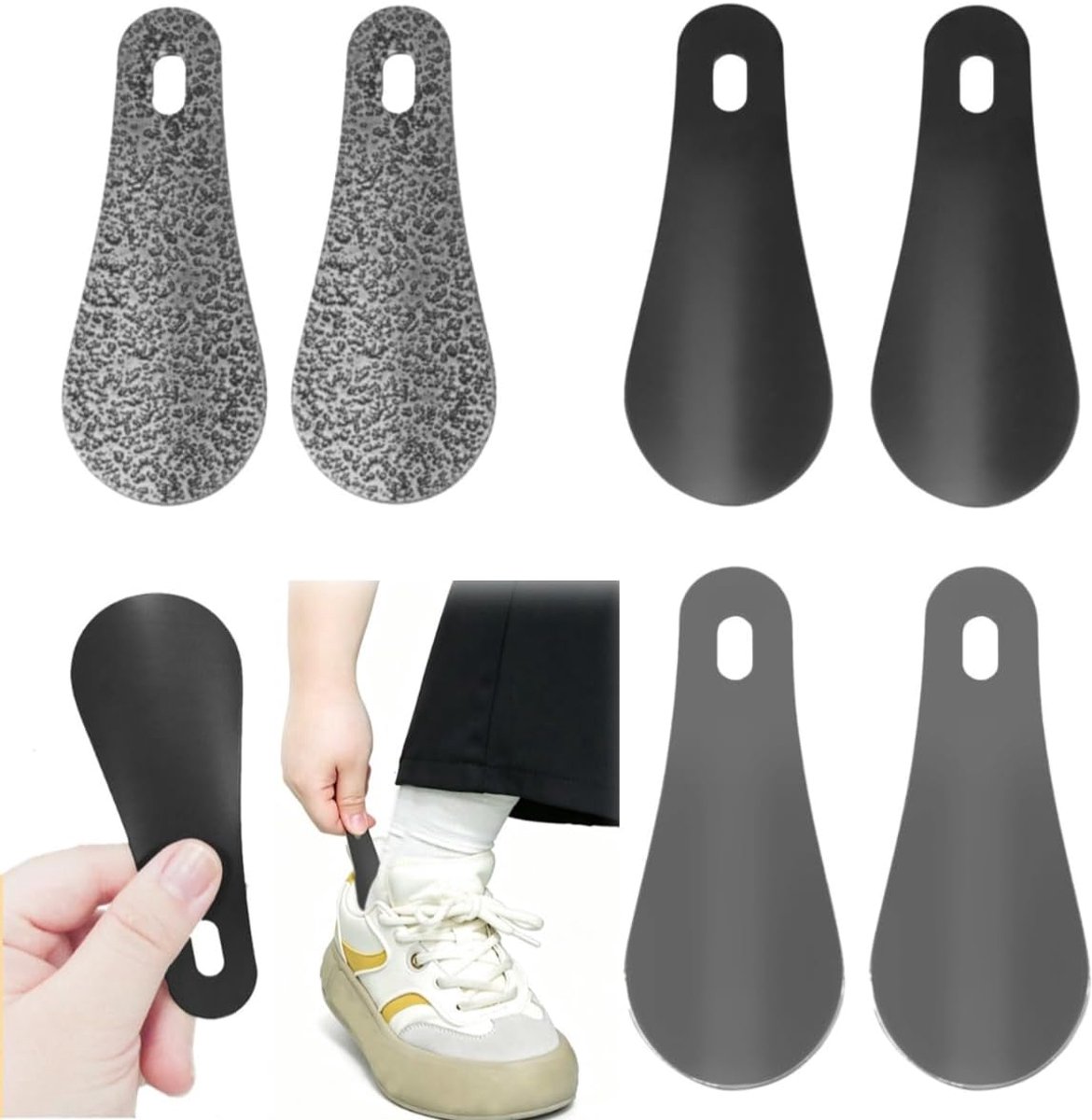 schoenlepel set 6 stuks - 10cm draagbare schoenlepel - roestvrij staal - handig voor het aantrekken van schoenen - SnelShoppen
