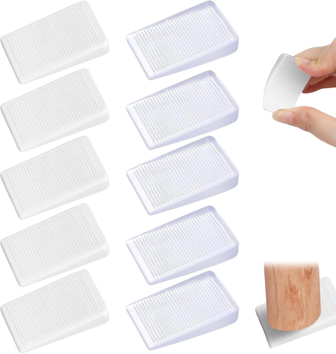 Deurstoppers rubber 10 stuks - transparant en stevig - wigvormig - ideaal voor thuis en kantoor - SnelShoppen