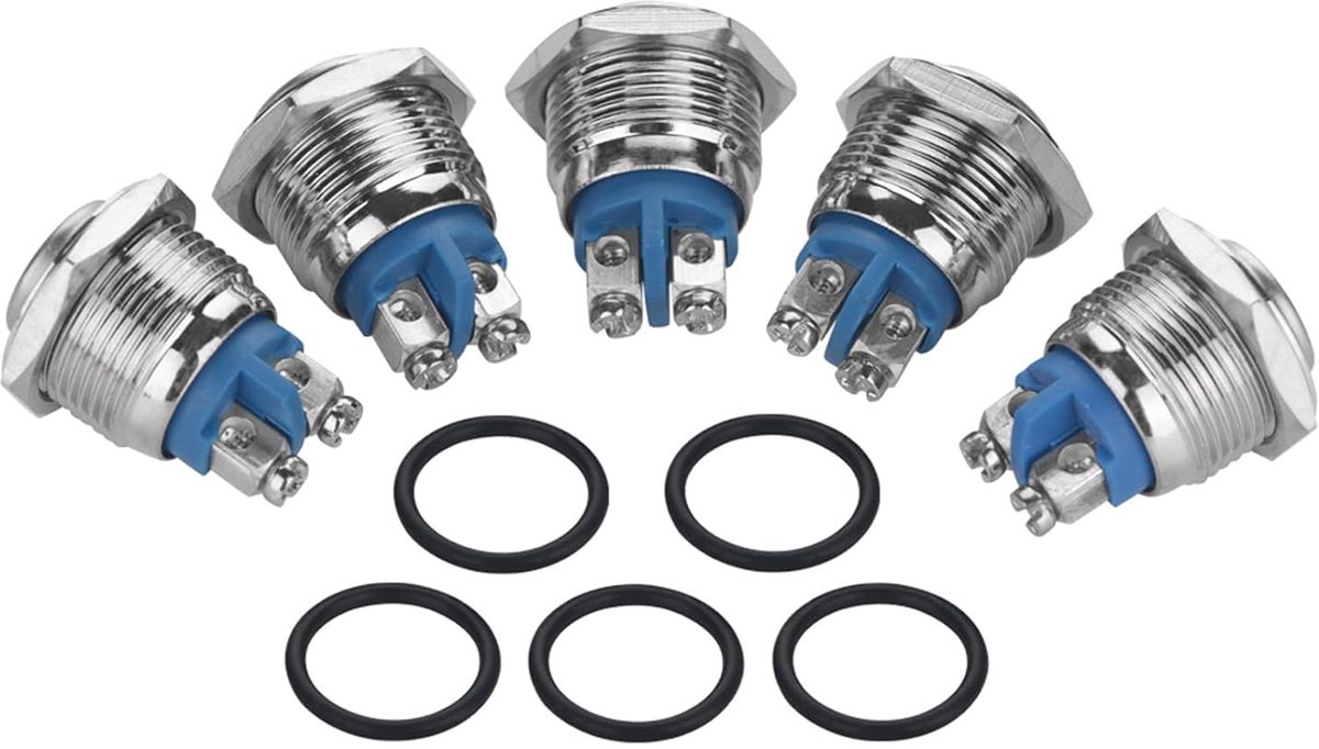 Drukknop Schakelaar 16MM - Metaal - Momentaan - IP65 Waterdicht - SnelShoppen