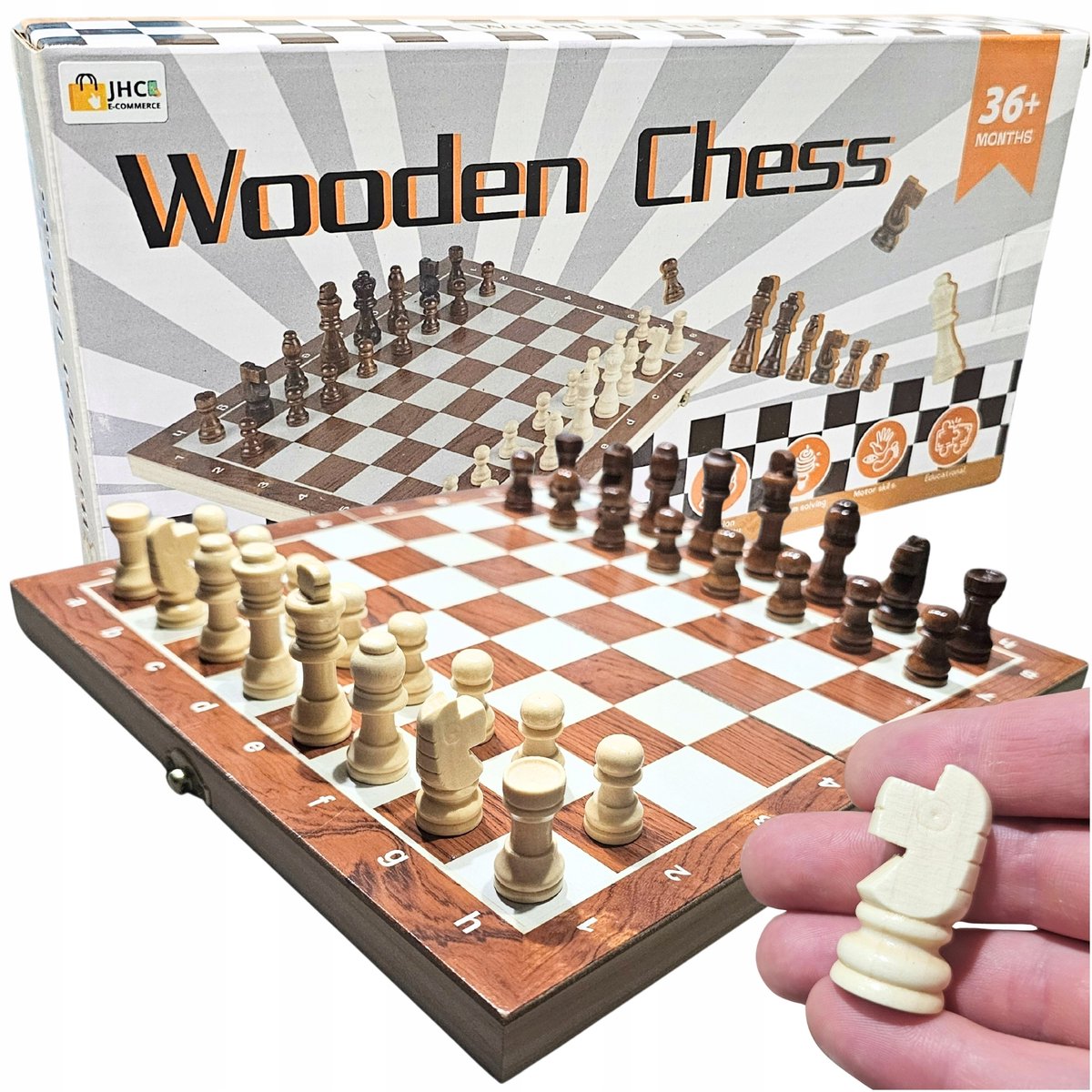 Houten Schaken & Dammen Set 29x29cm - Inklapbaar met Opbergvak