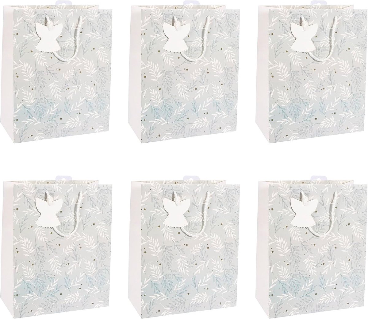 - X-29517-2Cpack - Een Set van 6 Cadeauzakken voor Kerst - Groot Formaat 26,5x14x33cm - Engel - Superieure Kwaliteit, Stevig: 210g - Ideaal voor: Gezelschapsspellen, Puzzels, Cadeaudozen