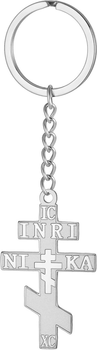 Orthodoxe Kruis Sleutelhanger IC XC NIKA Oosterse Kruis Jezus Christus Sleutelhanger Retro Religieuze Amulet Sieraden Katholieke Gift