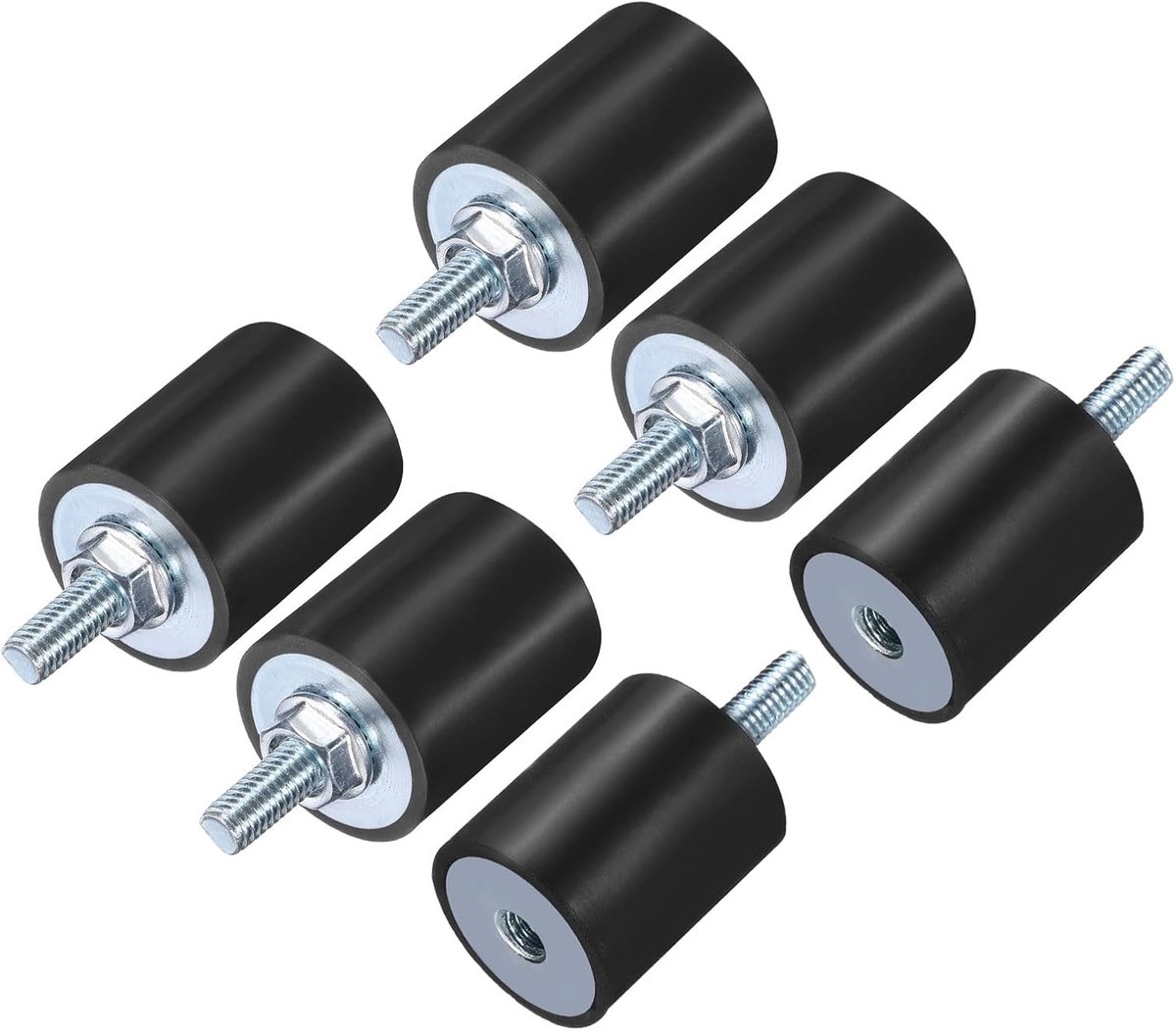 8 stuks M6 x 18 mm rubberen isolatiehouders met schroefdraad 25 x 30 mm mannelijk vrouwelijk trillingsdempers verzinkt cilindrische schroefdraadhouders met 8 stuks M6 contramoeren