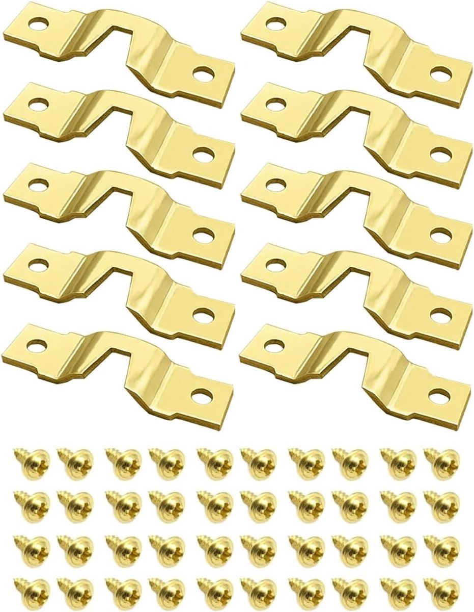 10 stuks fotohangers, metalen fotohangers met schroeven, fotolijst, hangers voor zware foto's, linnen wandklokken en ambachtelijke artikelen (Oro)