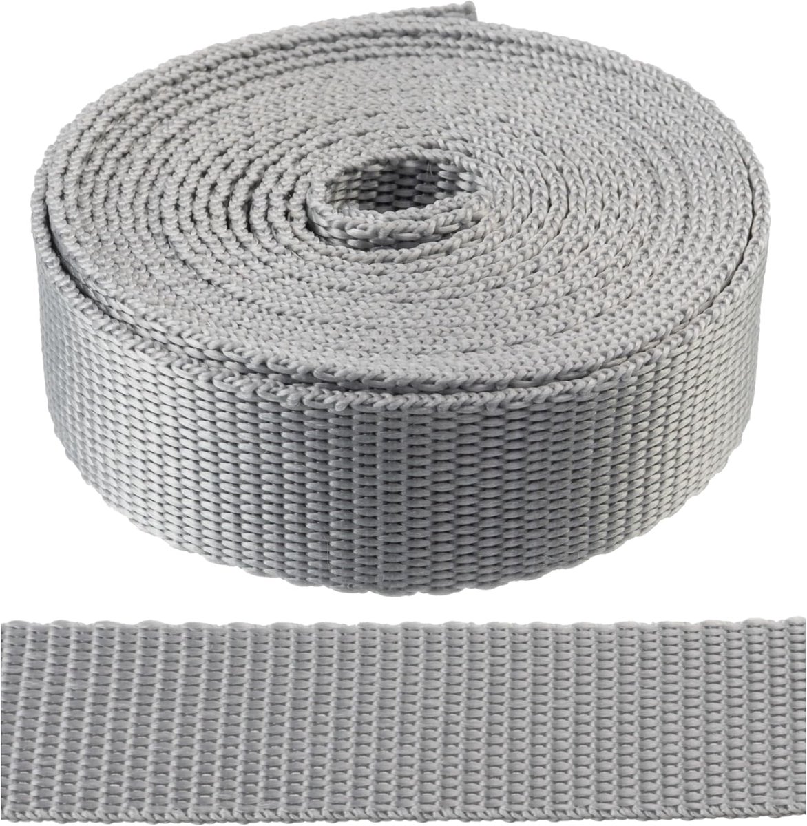 - Polyamide band, kleur lichtgrijs, 3 meter | breedte 25 mm | voor naaien, bevestigen, klussen, DIY