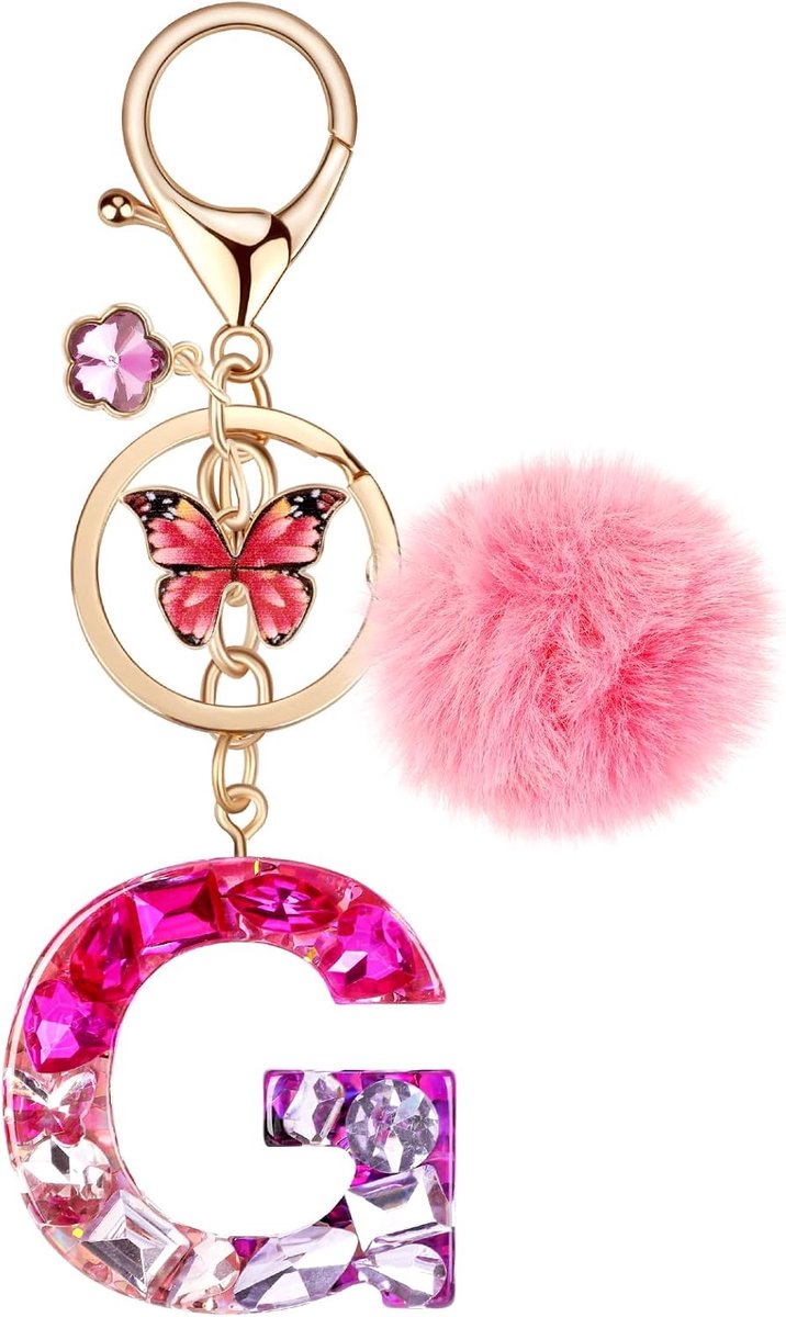 Dames, sleutelhanger met initiaal, alfabet bedels van hars voor decoratie, sleutelhanger, auto, handtas